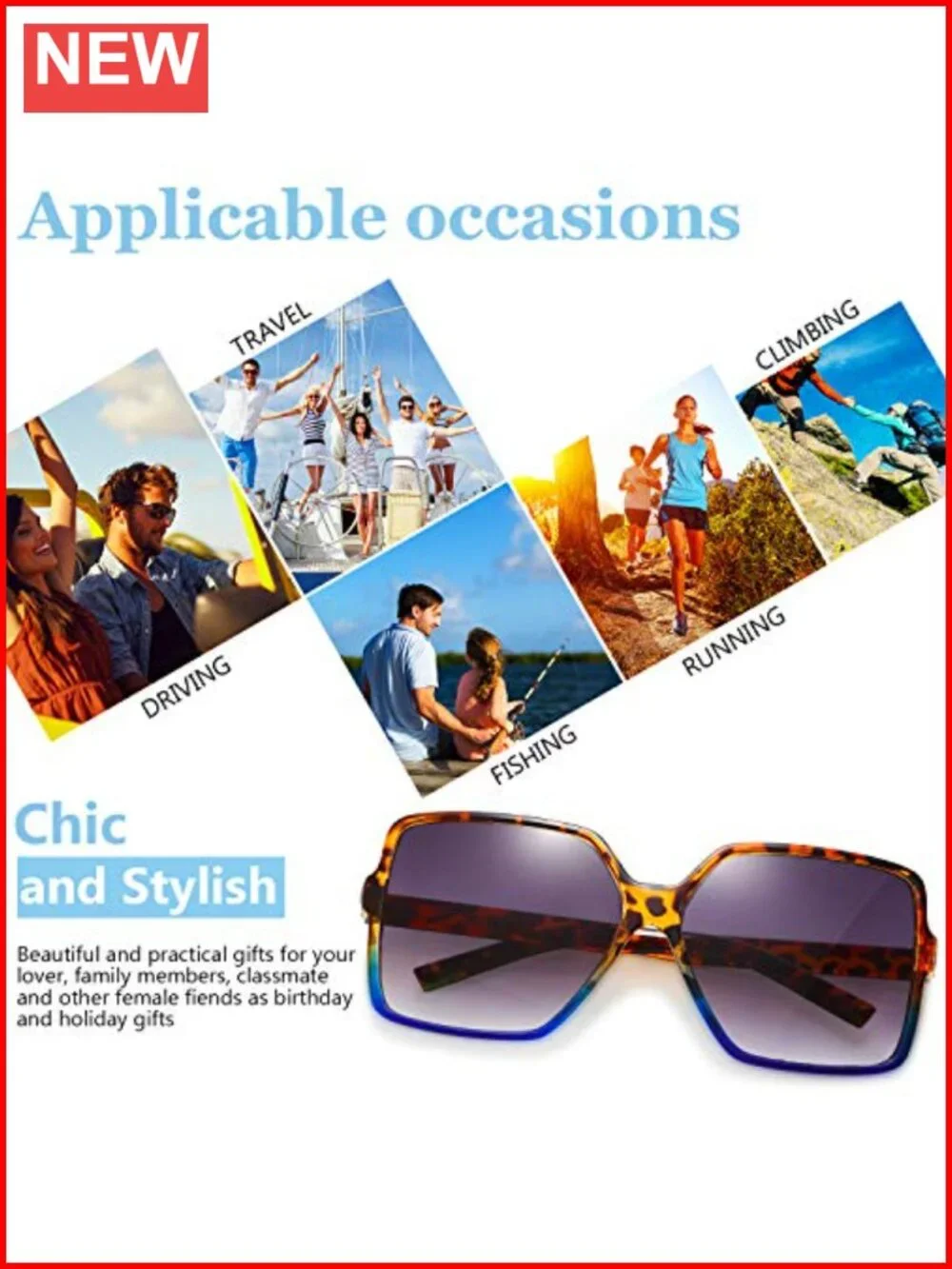 3 Pairs Retro Square Sunglasses Oversized UV Protection Polycarbonate Lens